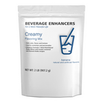 Creamy Flavoring Mix package with beverage enhancers for shakes and smoothies, highlighting banana flavor.